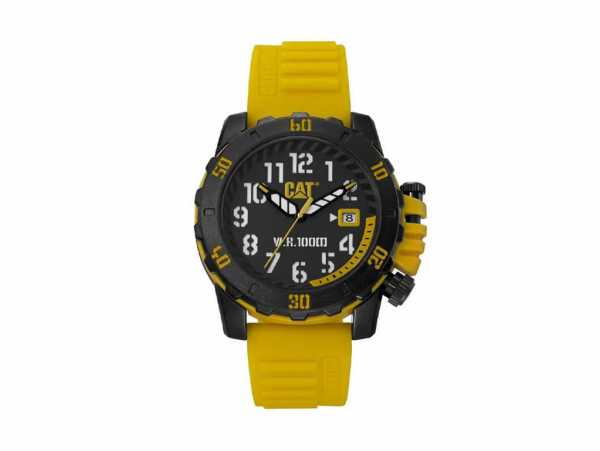 Reloj analógico CAT Barricade - Negro/Amarillo - Resistente al agua - CAT