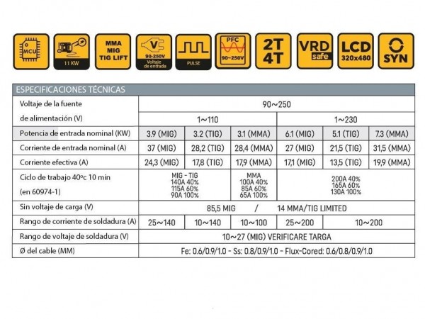 Soldadora Inverter CAT MMA/TIG/MIG - 200A - Incluye accesorios. - CAT