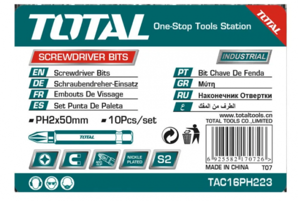Set 10 Puntas PH2 Para atornillador - TOTAL