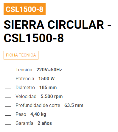 Sierra circilar 185 mm Lusqtoff - CUB CADET