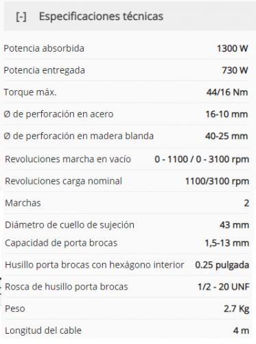 Taladro de rotación Metabo BEV 1300-2 - METABO