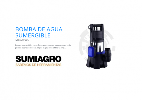 Bomba de agua sumergible - Acero inoxidable - Caudal 25.000 L/H - Agua - MOTOMEL