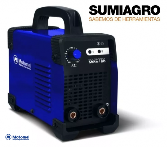 Soldadora Inverter MMA - 220 V - 20/160 A - protección contra golpes y - MOTOMEL
