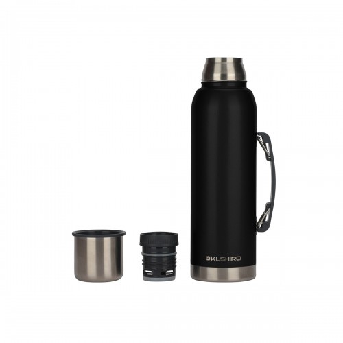 Termo Kushiro negro 1000ml con manija - 24 hs - KUSHIRO