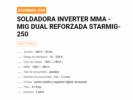 Soldadora Inverter  MIG-MAG DUAL STARMIG-250 Lusqtoff - LUSQTOFF